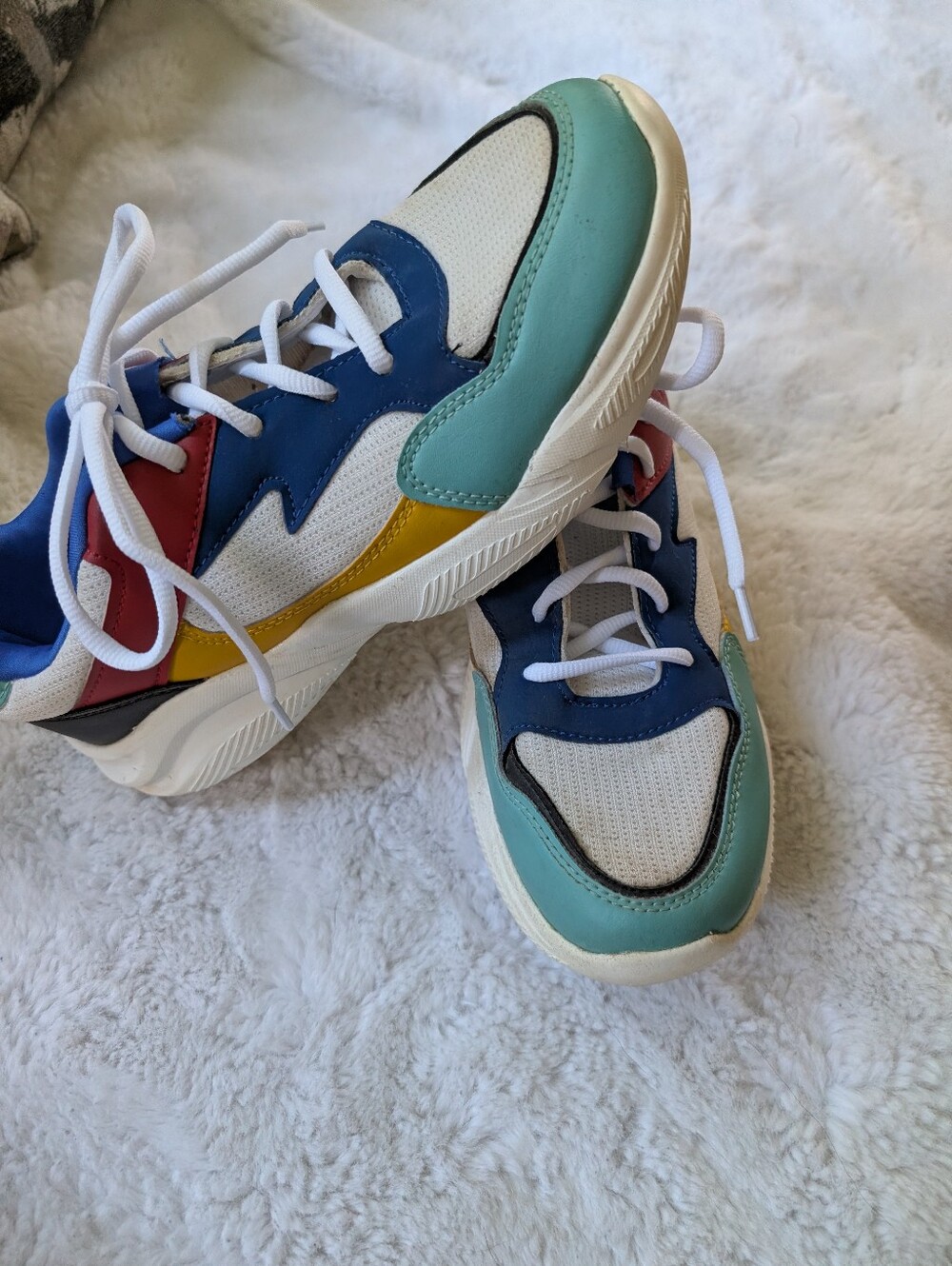 Women's Multi-Color Athletic Sneakers - Teal, Blue & Yellow